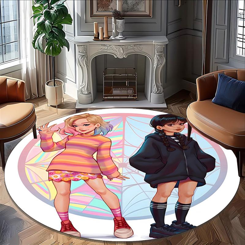 1pc Addams Family Wednesday6 Print Round Carpet Chair Round Carpet Suitable for Bedroom Living Room Home Decorative Carpet