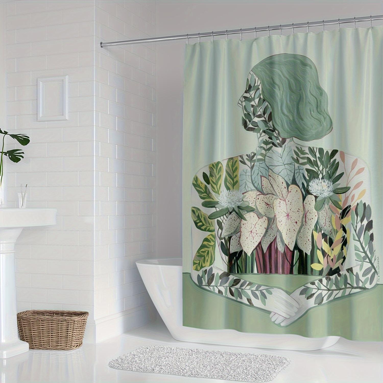 

1pc Abstract Modern Art Digital Print Shower Curtain, Simplistic Personality, Bathroom Decor, Waterproof Fabric W90xH180cm