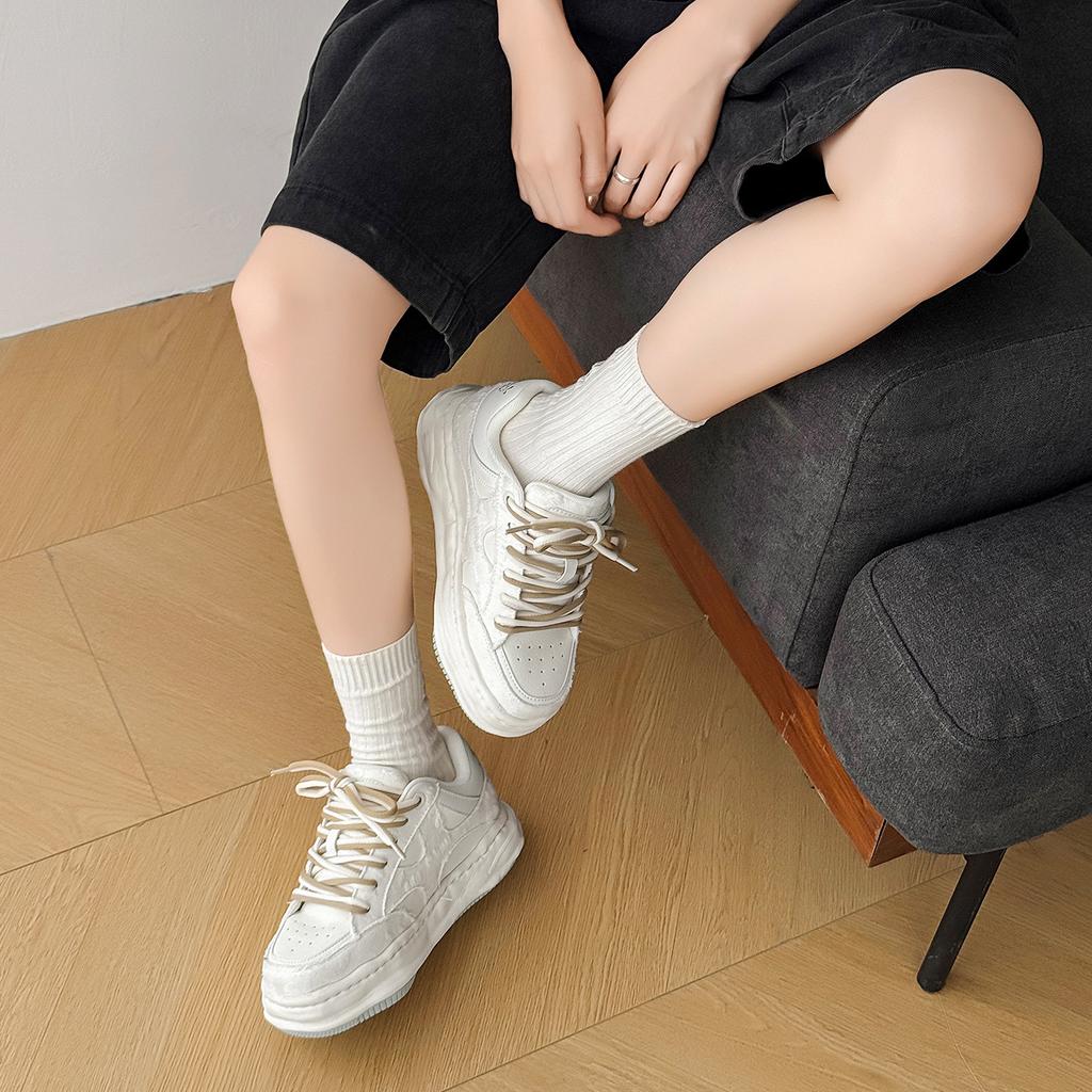 Invisible heightening canvas board shoes niche design thick sole dissolving shoes