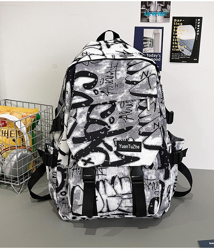 Schulrucksack Trendmarke Rucksack Herren Ins Trendig Cool Große Kapazität Graffiti Rucksack Herren Freizeit College Student Campus Schulrucksack