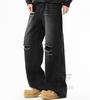 Denim Jeans with Distressed Straight Loose Available in Sizes Simple Stylish for and Winter Black [F fasnlido] Men's Wide-leg Fit, Fit, M-3XL, Design,