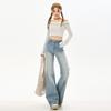 Spring new high-waisted elastic micro-pull floor pants fashion fireworks hot diamond versatile and thin jeans women
