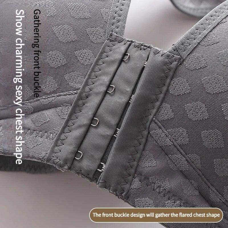 The Front Button Type Sexy Brassiere Anti-sagging Gathered No Steel Ring Ladies Mother Large Size Thin Section Underwear Bra