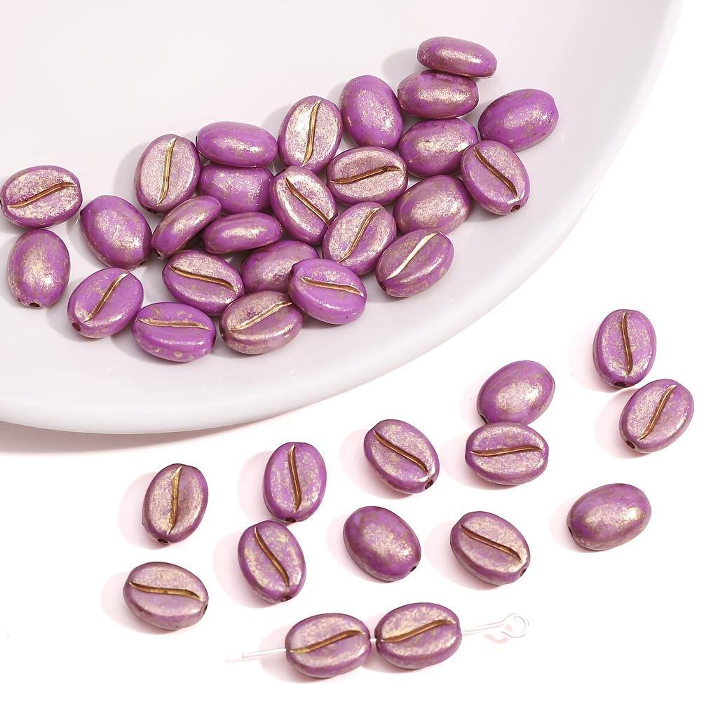 60pcs Vintage Acrylic Coffee Bean Beads, Multicolor Imitation Coffee Pods with Golden Piercing Details for DIY Jewelry Making – Ideal for Bracelets