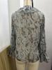 Mist Sage Slangenprint Gerimpelde Ritssluiting Chiffonen Blouse