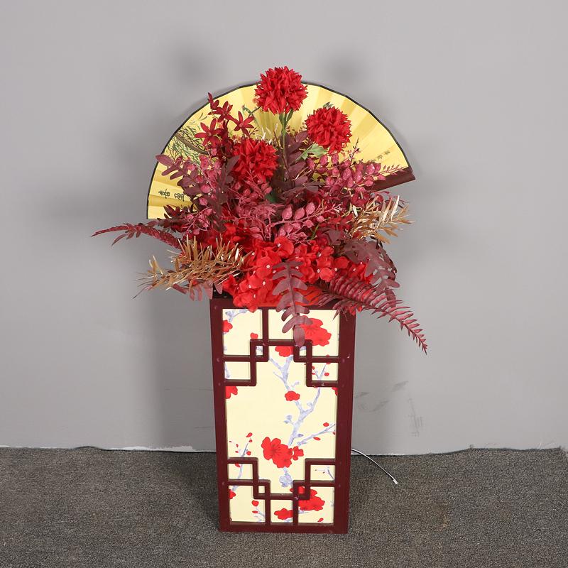 Chinese Wedding Kapok Flower Light Aisle Runner & Plum Blossom Pillar Centerpiece