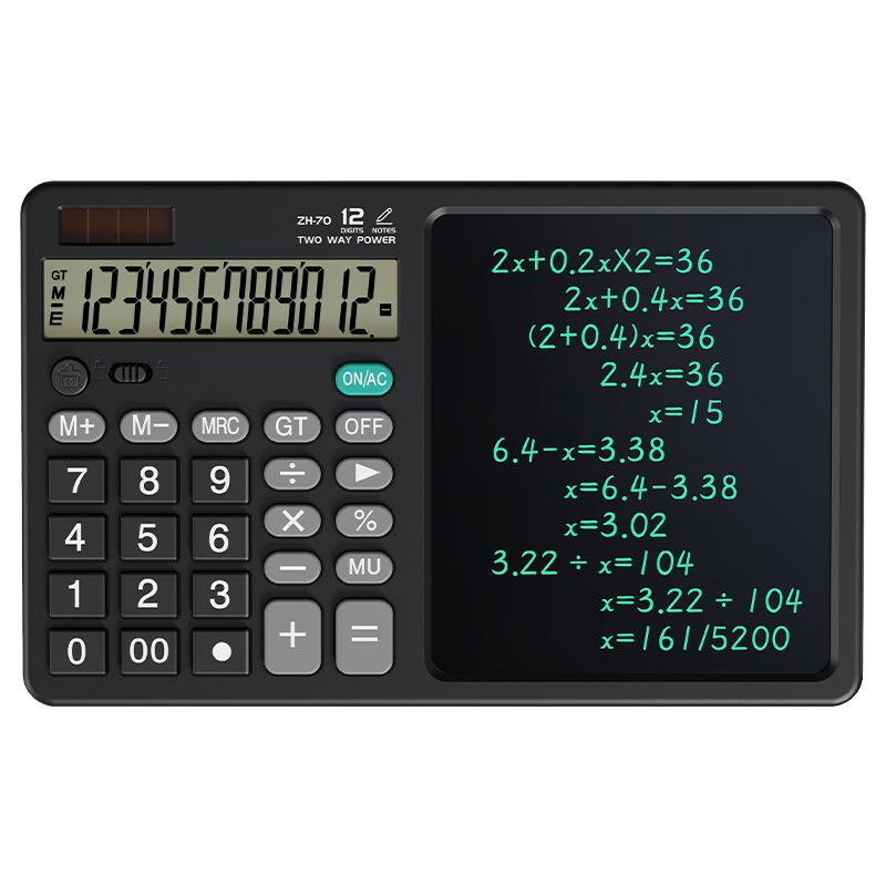 

Calculator Writing Tablet with Stylus Folding 12 Digits Desktop Scientific Calculators Doodle Drawing Memo Erasable Pad чёрный