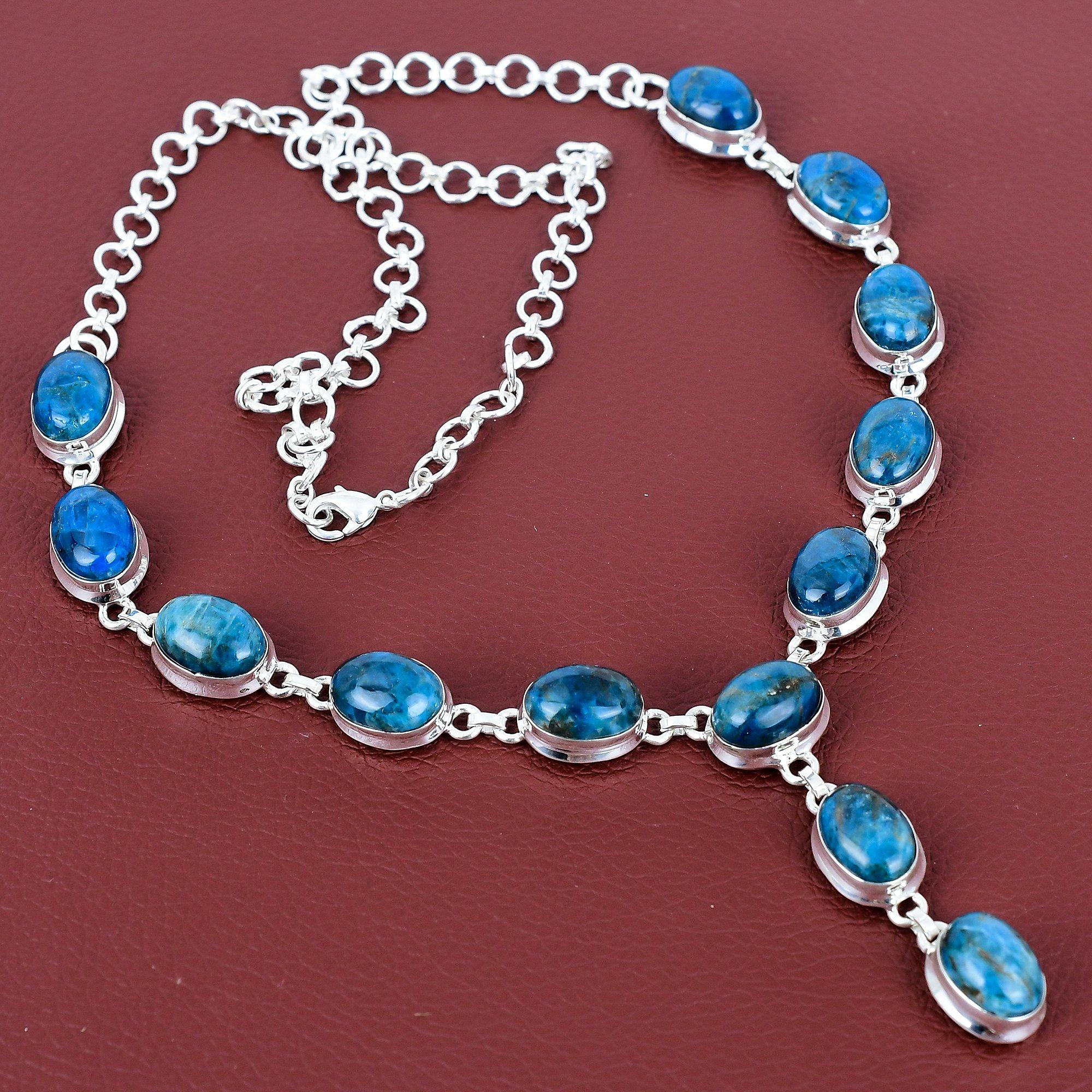 

Neon apatite gemstone necklace dainty jewelry 925 sterling silver necklace adjustable chain necklace handmade antique jewelry gifts for her Adjustable