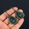 Indicolite Gemstone Earrings, 999 Copper Wire Wrapped Earrings, Handmade Antique Jewelry, Gift For Mother Day
