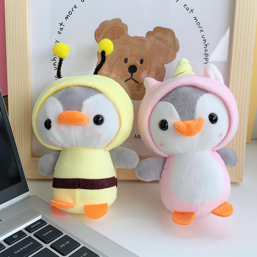 Kreativ Söt Cosplay Kostym Klänning Pingvin Plyschleksak Väska Hänge Tillbehör, Förvandla Pingvin Nyckelring, Bi, Groda, Enhörning