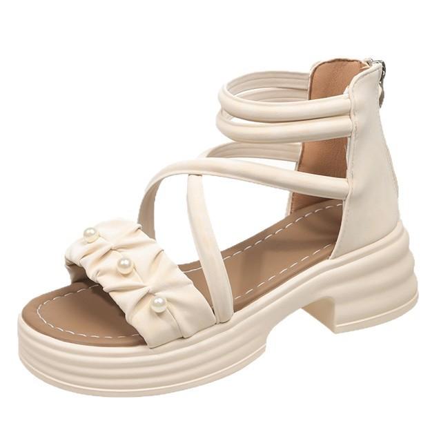 Tragen Sie 2025 römische Sandalen Damen neue Sommer Außen High Heels mit Rock Sandalen lässig vielseitig Explosion Strand