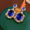 Baroque Style Zircon Earrings,Ornate Filigree Gemstone Earrings,Vintage Gemstone Drop Earrings,