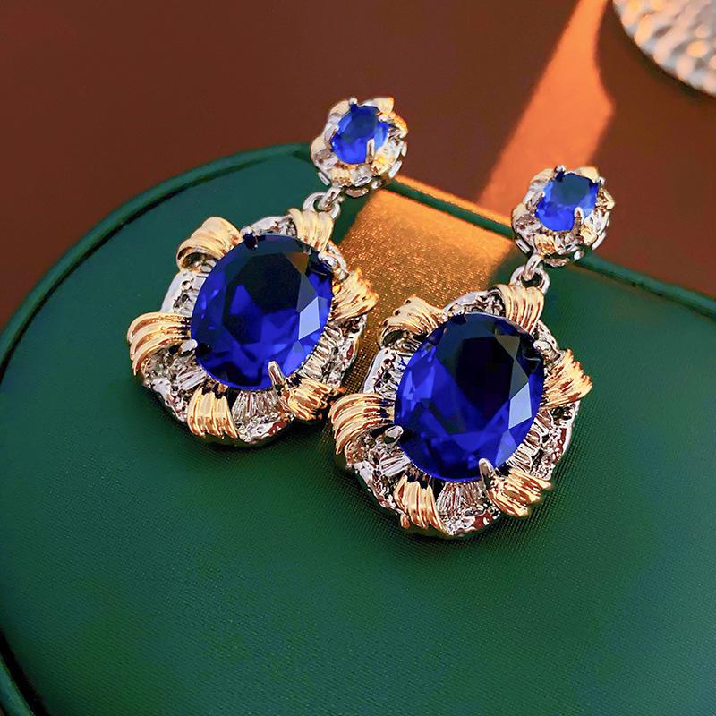 Baroque Style Zircon Earrings,Ornate Filigree Gemstone Earrings,Vintage Gemstone Drop Earrings,