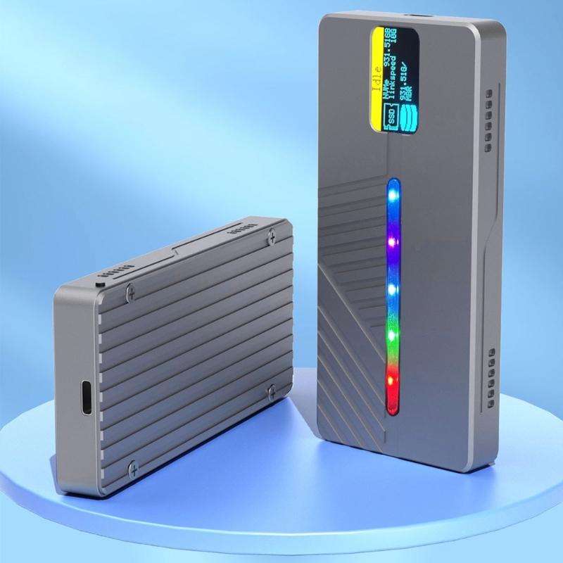 Корпус для твердотельного накопителя Intelligent Display M.2 NVMe/SATA с поддержкой USB3.2 10 Гбит/с и корпусом из алюминиевого сплава на 4 ТБ