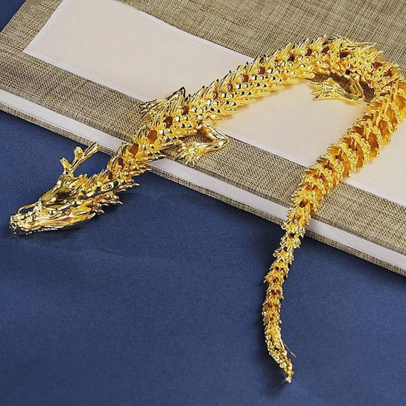 Alloy Five Claw Golden Dragon Ornaments Can Move Chinese Loong Handlebars Home Office Desktop Decorations