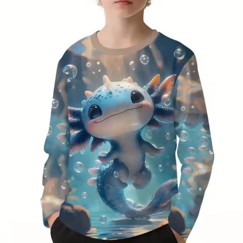 Tops Unisex Children's Cartoon Printed Cute Long Sleeved Soft Comfortable Top Men Women