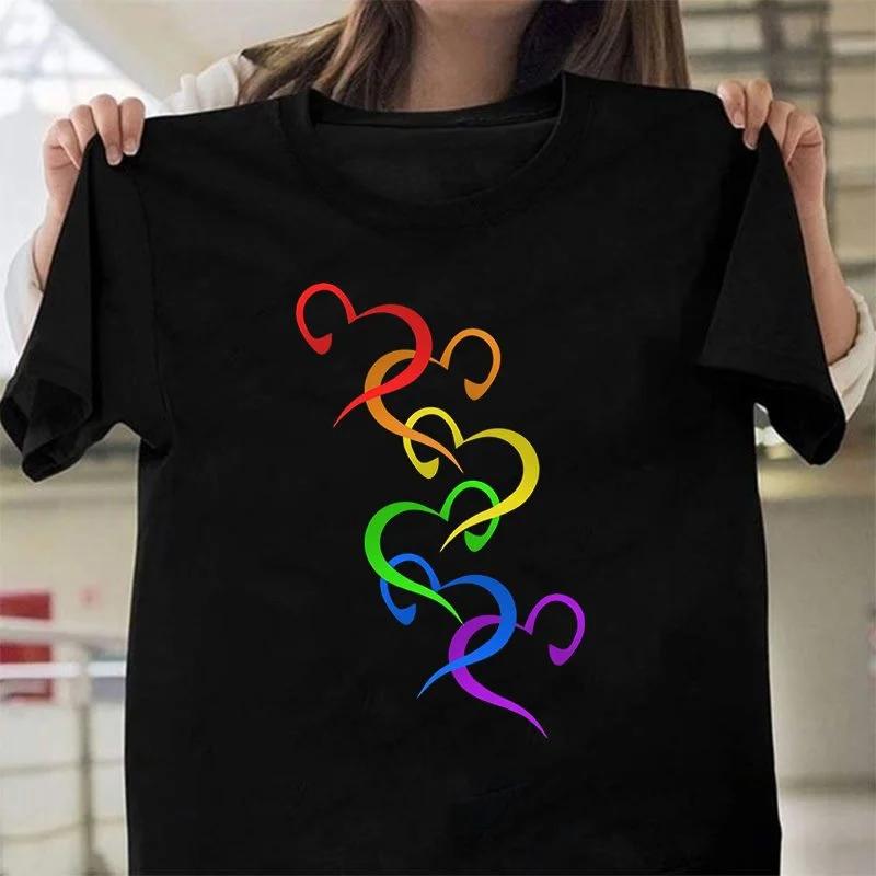 

LGBT Love Printing T-Shirt Women Men Tees Round Neck T-Shirt XXXL золотий