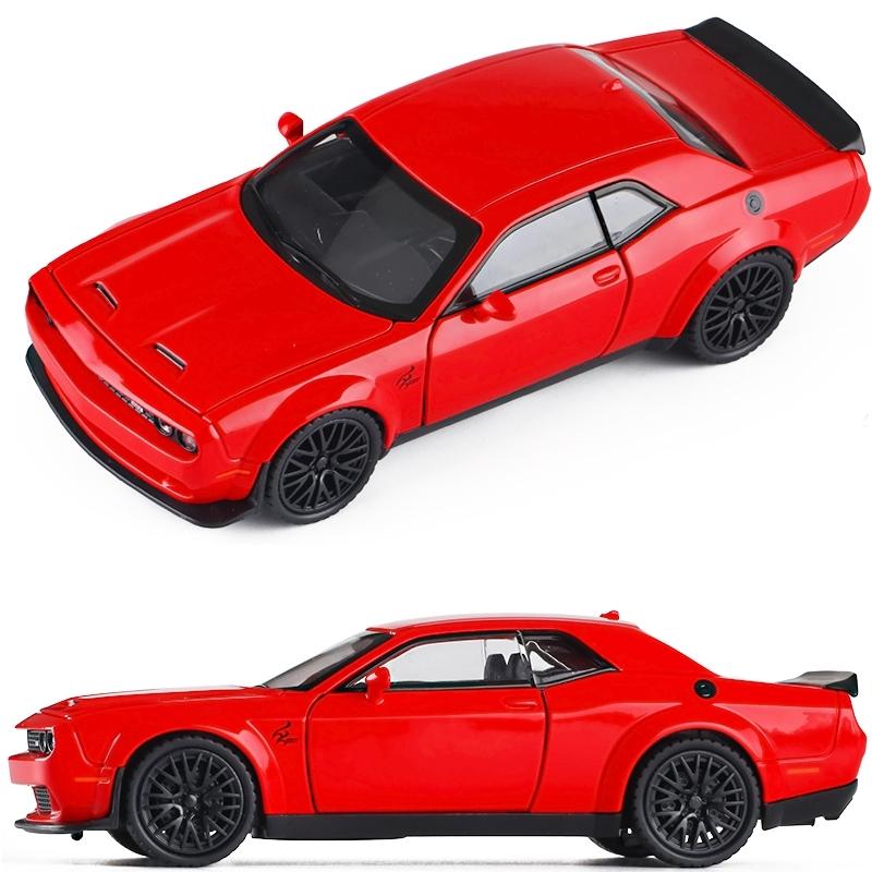 1/32 Dodge Challenger SRT Hellcat Model Hračky Kovový Odlévaný Miniatura 1:32 Zvuková a světelná kolekce vozidel Dárek pro kluky
