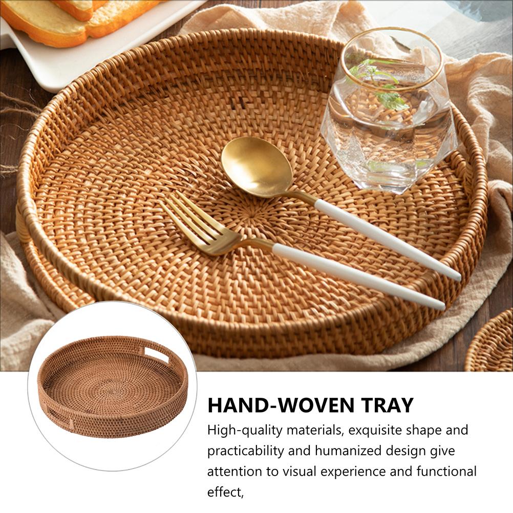 Food Tray Home Decor Rattan Storage Basket Multipurpose Fruit Light Brown Baskets