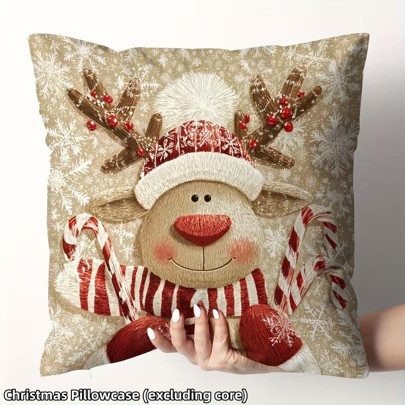 1/4 Stück Weihnachts-Kissenbezüge Zwerg Lebkuchenmann Kissenbezüge Weihnachtsdekoration für Zuhause Sofa Wohnzimmer 2026