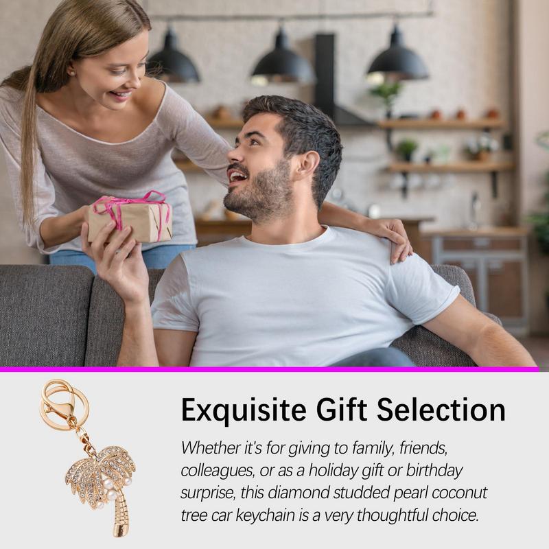 Stylish Coconut Tree Palm Key Chain For Women Men Creative Gold Color Alloy Keyring Ornament Bag Purse Charm Accessories
