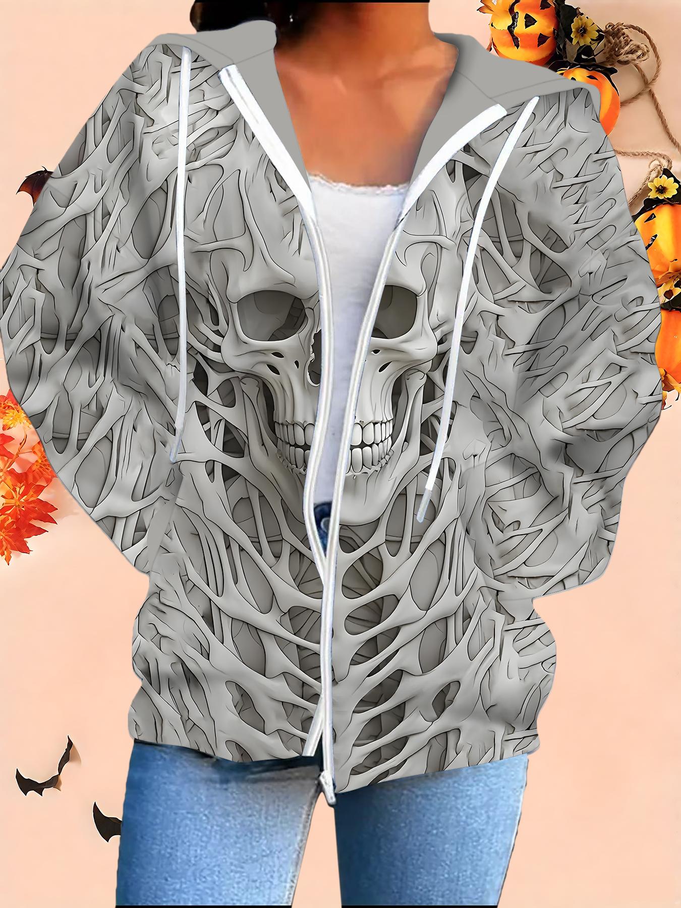 

Хэллоуин Кардиган с капюшоном 3D-принт Большой размер Осень Зима Ретро 6XL серый