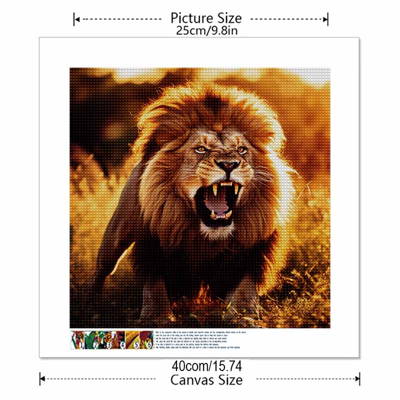 New Arrival 5D DIY Full Circle Diamond Painting "Lion" Embroidery Cross Stitch Home Decor Gift