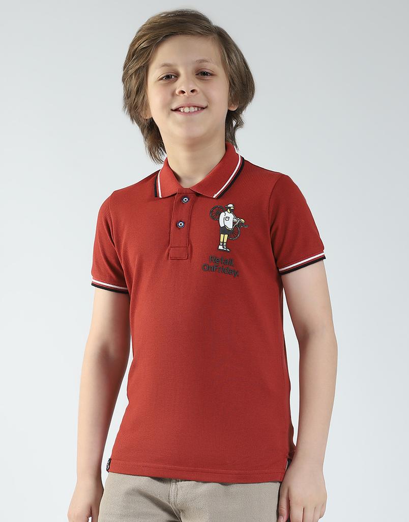 MONTE CARLO Boys's Regular Fit Printed Polo Half Sleeve T-Shirt