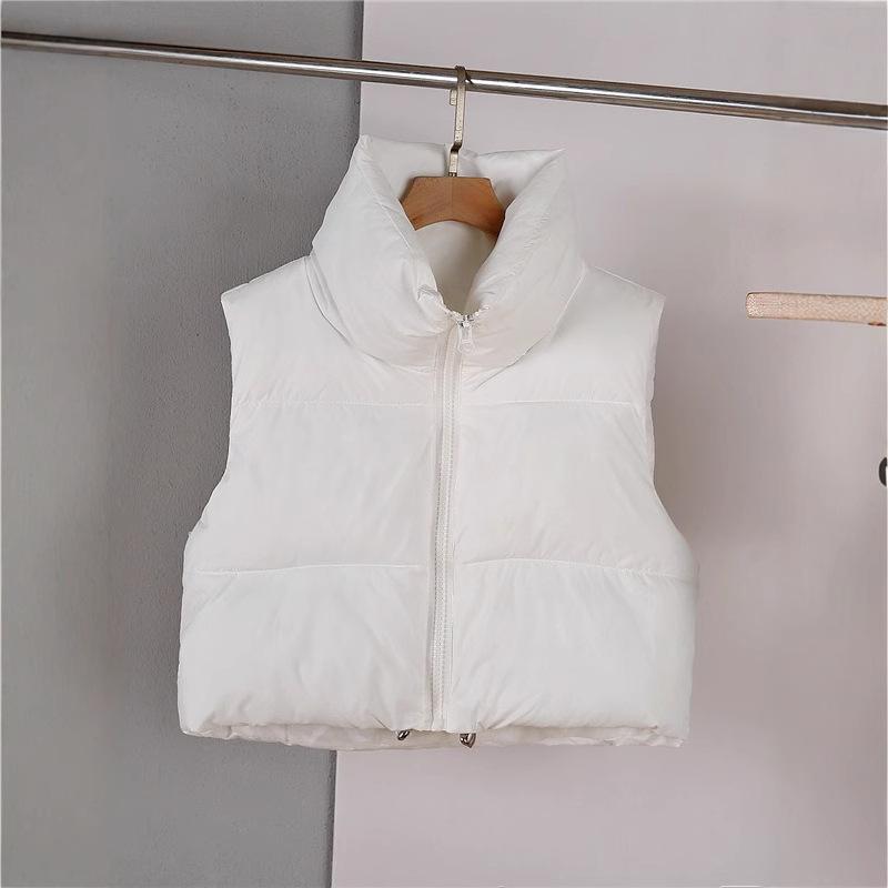 Short down cotton vest 2025 new solid color autumn and winter vest jacket