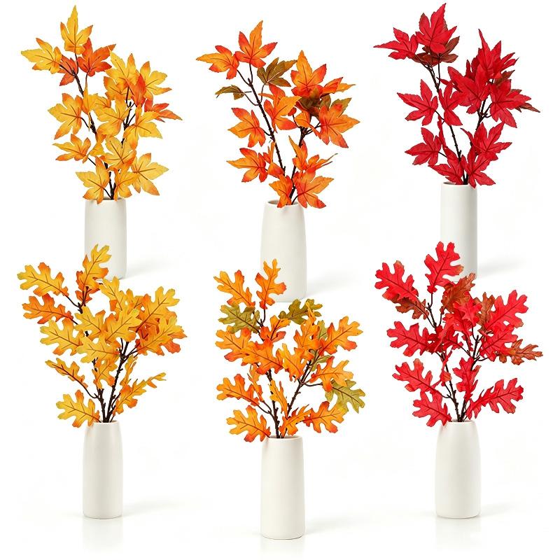 Autumn Leaf Plant Bouquet Artificial Maple Leaf Fake Fallen Leaves Rattan Simulated Maple Leaf Garland Thanksgiving Decoration