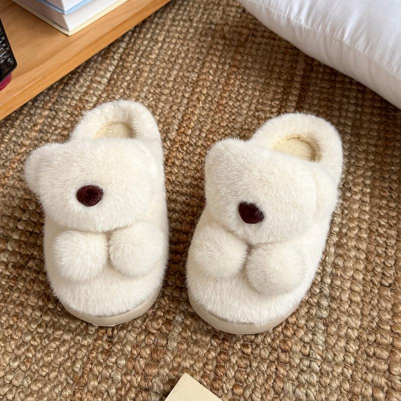 Cotton slippers new winter students warm thick bottom home wear bear couple cotton slippers