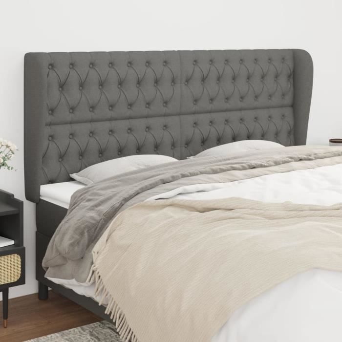 VidaXL Headboard with Ears Dark Grey 183x23x118-128 Cm Fabric3118307