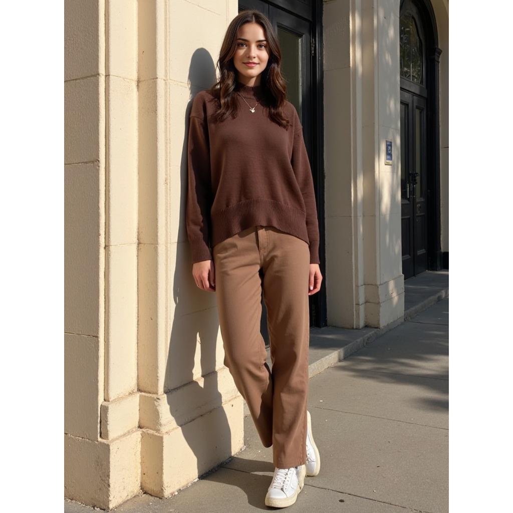 2025 Autumn Winter Women's Thick Knit Sweater, Round Neck Oversized Pullover for Versatile Styling, Comfortable Loose Fit Top for Layering & Outerwear