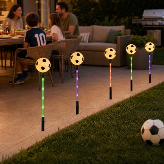 Yousheng Solar Soccer Light Outdoor, 8 Modes Color Changing Football Garden Stake Light, Waterproof Landscape Lamp for Yard Patio Lawn, Sports Fan