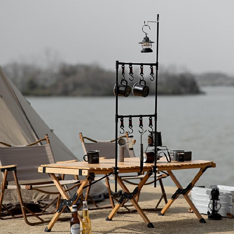 Multi-function Camping Cookware Stand Hanging Organizer with Hooks for Camping