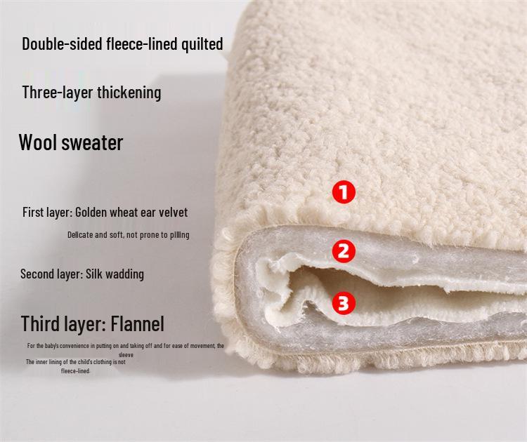 Boys' Cartoon Fleece Sweater with Velvet, Winter Three-Layer Quilted Jacket