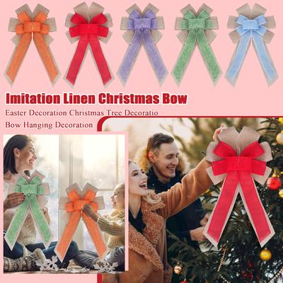 Imitation Linen Christmas Bow Easter Decoration Christmas Tree Decoration Bow Hanging Decoration