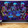 CJSLIFEART Blacklight Skull Tapestry Percussion Small Concert Fluorescent Starry Sky Bedroom Tapestry Background Wall Decoration