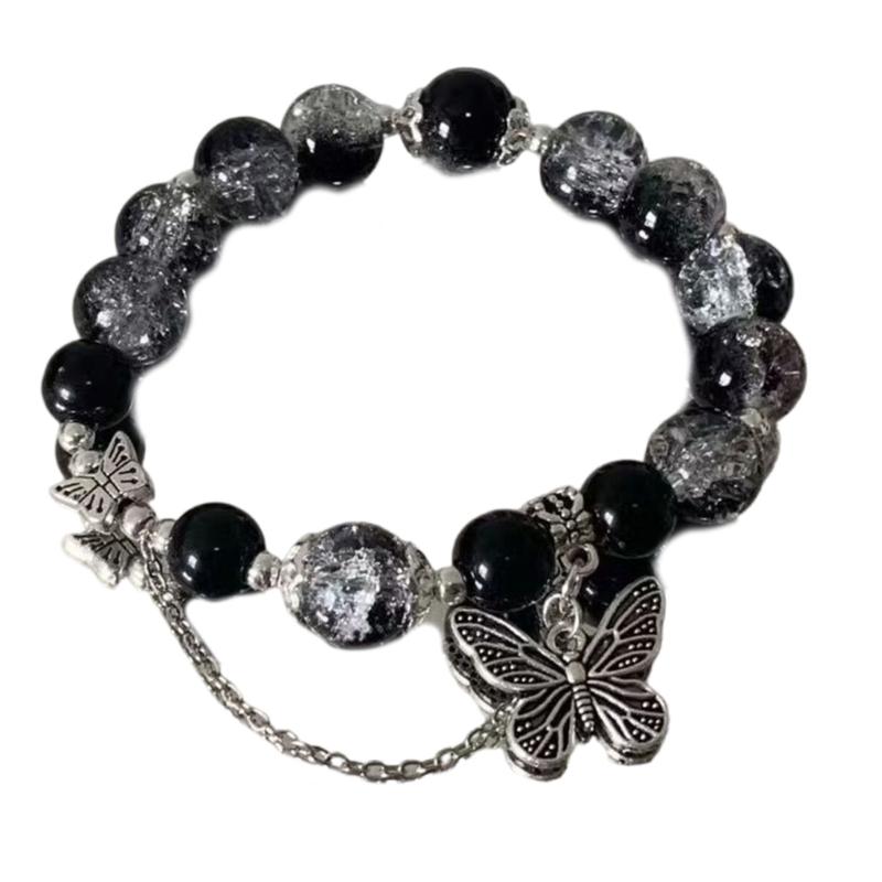 Delicate Alloy Bracelet Jewelry Delicate Beaded Bracelet Highlighting Butterfly Patterns Stylish Wristband Charm