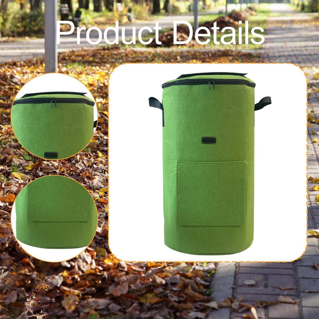 Worek na kompost Pojemnik Ogrodowy Liść z Zamkiem Błyskawicznym i Uchwytem do Kompostowania