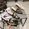 Mode Samt Stickerei Blume Pantoletten Frau Elegante Schuhe Spitz Geschlossene Zehe Hausschuhe Slipper Flats Pantoletten Damen Pantuflas Sandalen