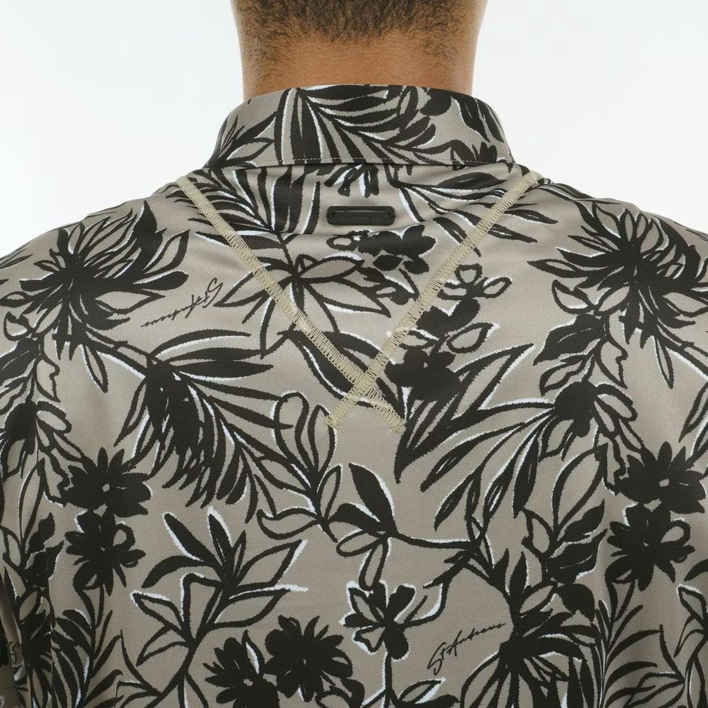 Andrews Short Sleeve Polo Shirt Botanical Golf LL St. Men's (COOLMAX Moisture-Wicking, Quick-Drying, Pattern) / / 042-4160557 040_Beige,