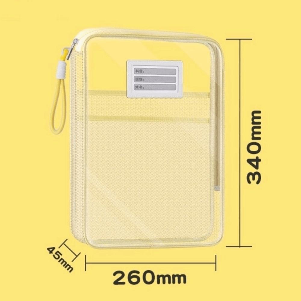 

Transparent Storage Organizer Bag Large Capacity Student Handbag Zipper File Bag Student Supplies жовтий