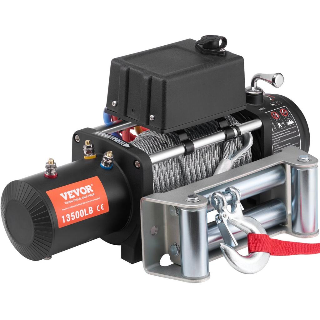 Electric Winch Truck 13,500 lb Steel Cable IP65 Waterproof Remote Control