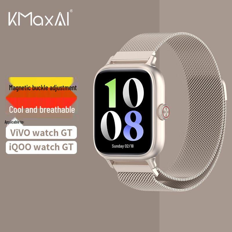 KMaxAI Milanese Magnetic Stainless Steel Watch Strap for Vivo/iQOO Watch GT