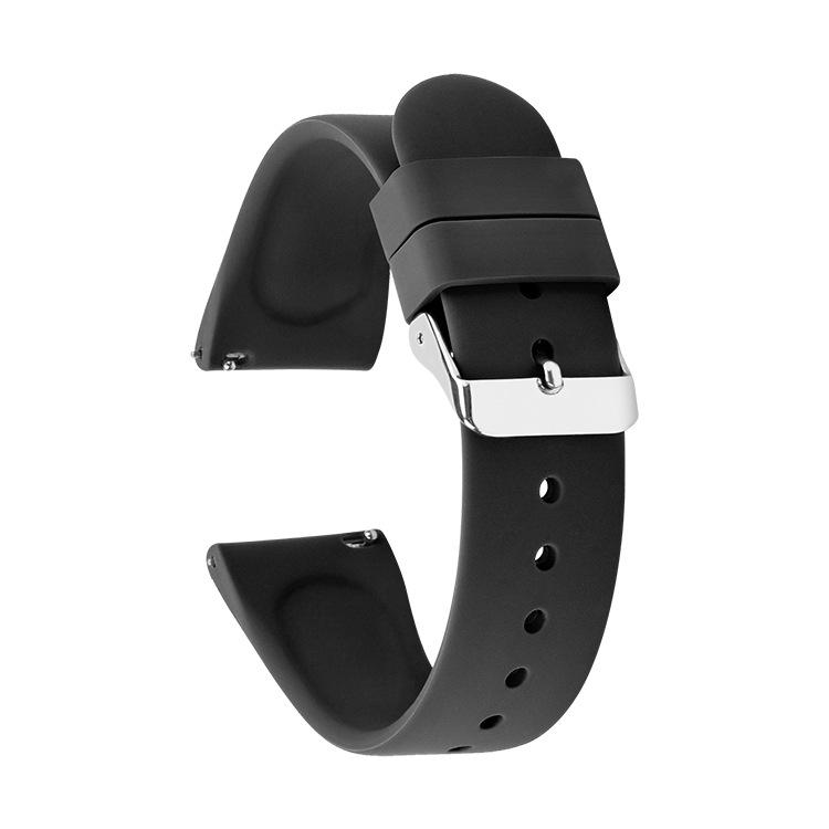 

Универсальный 20-мм силиконовый ремешок для часов с быстросъемным креплением для умных часов Huawei, Apple, Samsung 20mm чёрный