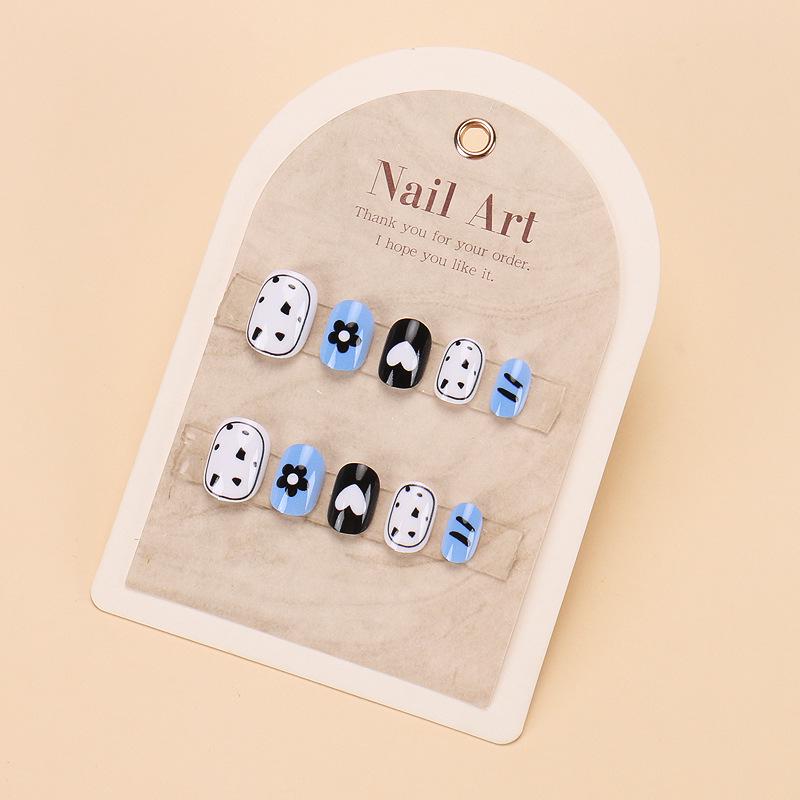 

Детский носимый нейл-арт: Дизайны с цветами и сердечками - 24 съемных типса для накладных ногтей для девочек Gel Polish Kit