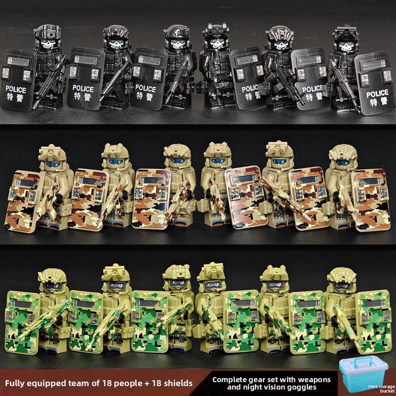 Совместимый танк Военная фигурка Спецназ Полиция Бронеавтомобиль Детский сборочный пазл 8+