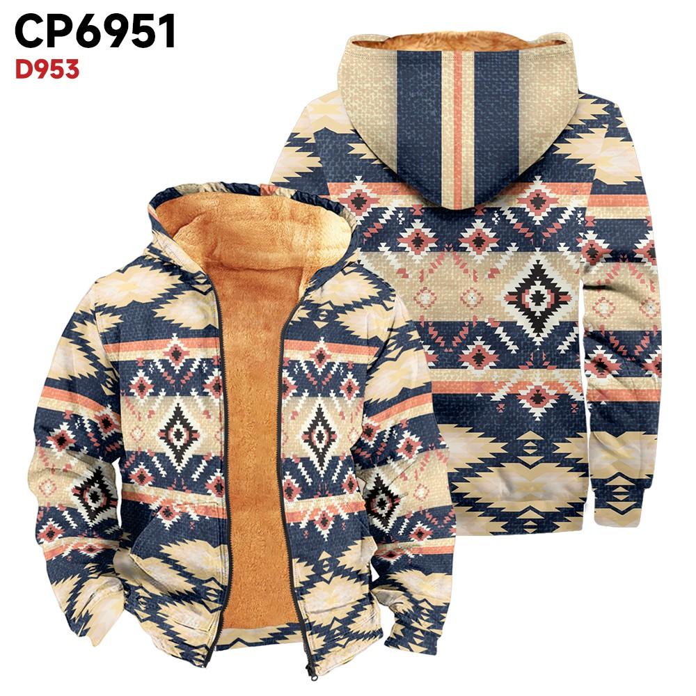 Herre Print Langermet Lomme Kåpe Mote Pluss Fløyel Overfrakk