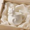 White Cat Teacup Ornament 3D Printed Teacup, Cute Coffee Cup, Figurine Shaped Desk Accessory Mugs, Holiday and Birthday Gift for Milk Tea Lovers